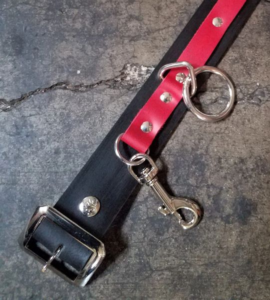 9 Ring Black Leather Bondage Belt