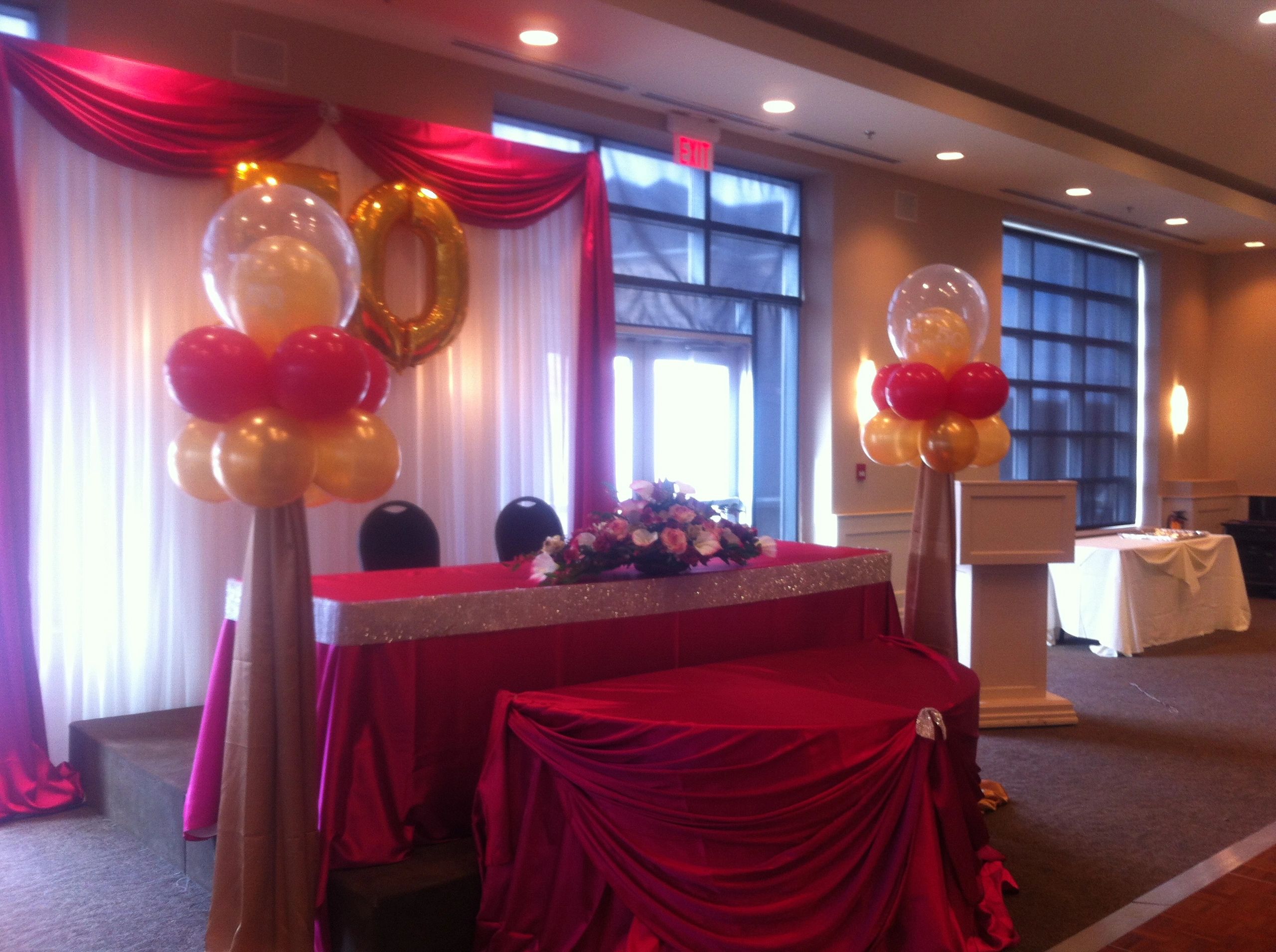 event draping wedding and balloon decorations