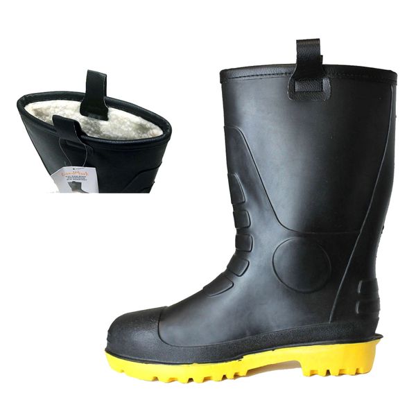 Kprm Mens Rain Boots Pvc Rubber Boots Waterproof Fishing Boot Outdoor Non-slip Work Boots Black