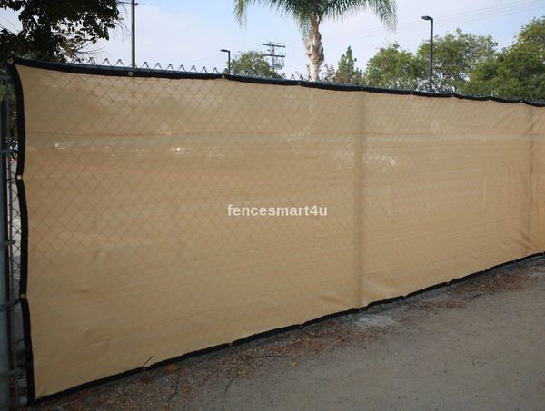 BOUYA BO450 Brown Heavy Duty for Chain-Link Fence Privacy Screen Commercial Outdoor Shade Windscreen Mesh Fabric with Brass Gromment 160 GSM 88% Blockage UV-3 Years Warranty 4′ x 50 