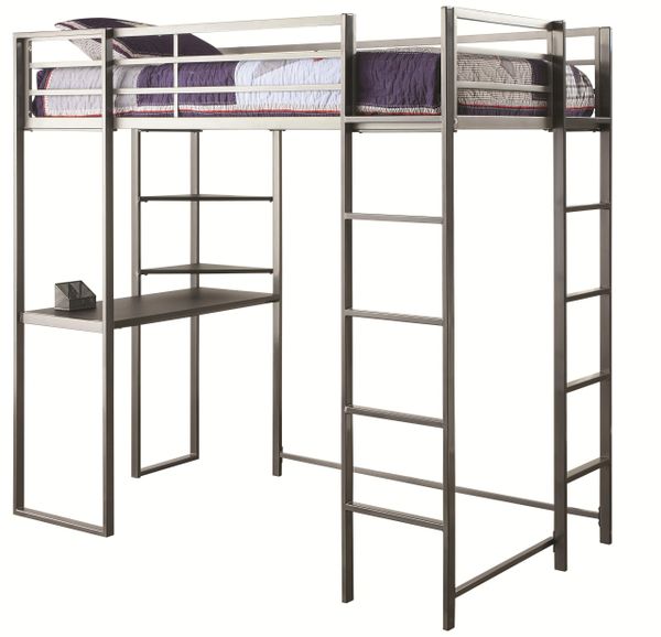 Bunks Metal Twin Workstation Loft Bed With Desk And 2 Ladders La