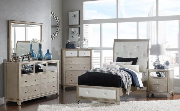 Odelia Bedroom Set Twin Bed Dresser Mirror And Nighstand La
