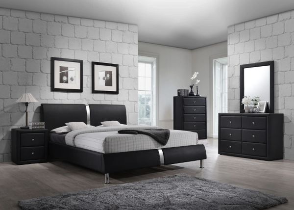 Enzo Black King Bedroom Set King Bed Dresser Mirror And