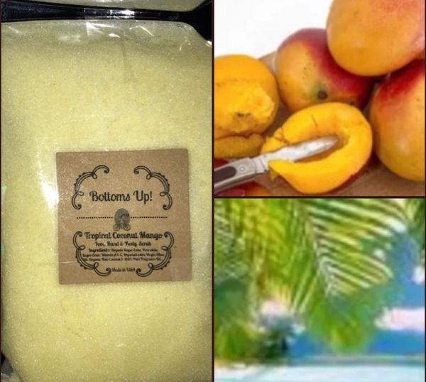 "Tropical Mango" Pure Oil infused Hand Foot & Body Scrub 8 oz
