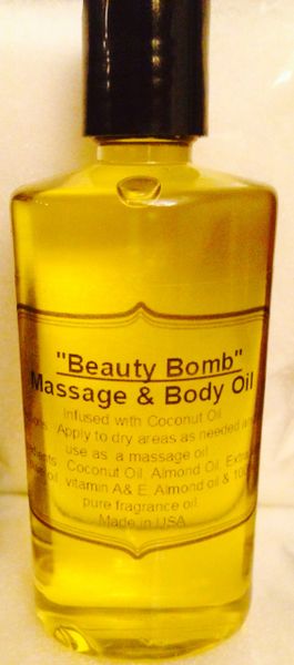 "Beauty Bomb" Coconut Oil infused Body & Massage Oil 4oz