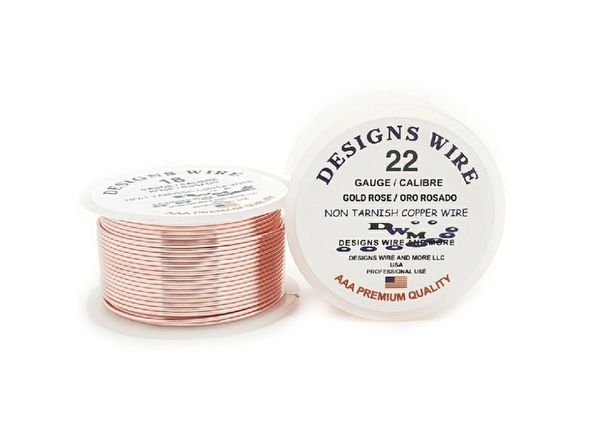 Rose Gold Colored Copper Wire, Anti-Tarnish, 22 Gauge, 10 Yards