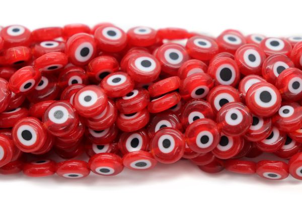 6mm Round Evil Eye Beads, Red (15 Strand)