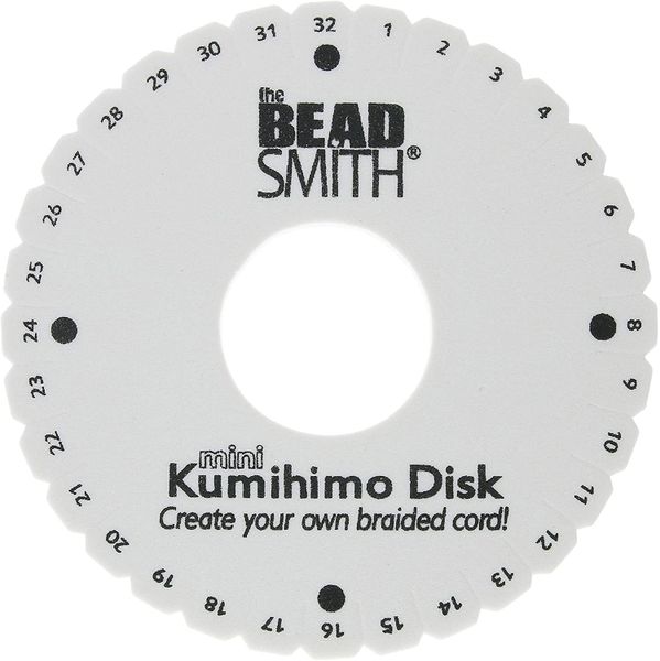 The Beadsmith Double Density Kumihimo Disk, For Japanese Braiding and  Cording 4.25 Inches, White