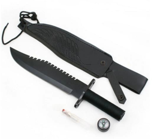 15 Inch Classic Rambo Survival Knife With Leather Sheath | Crossbows ...