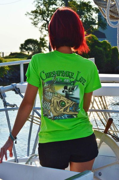 chesapeake life, fishbone, bass shirt, rockfish shirt, pirate shi