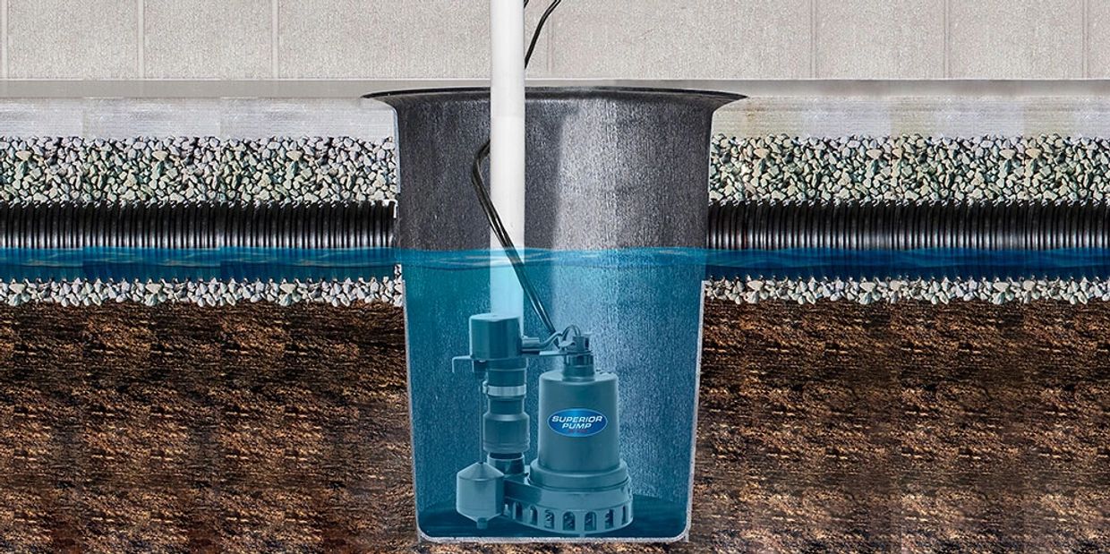Sump pump mock-up drawing in Airdrie residential property.