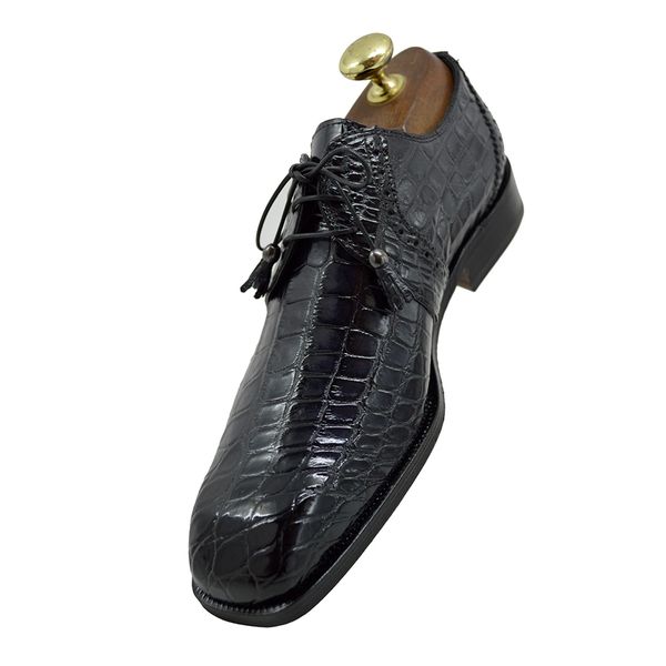 Mauri Charcole Black Hand Painted Alligator Shoes | CELLINIUOMO ...