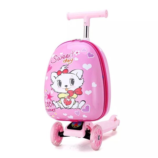 LC Ride On Hardside 16 inch Foldable Travel Scooter Luggage for Kids