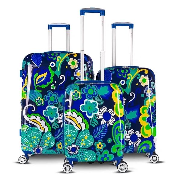 Gabbiano Floral Collection 3 Piece Expandable Hardside Spinner Luggage Set