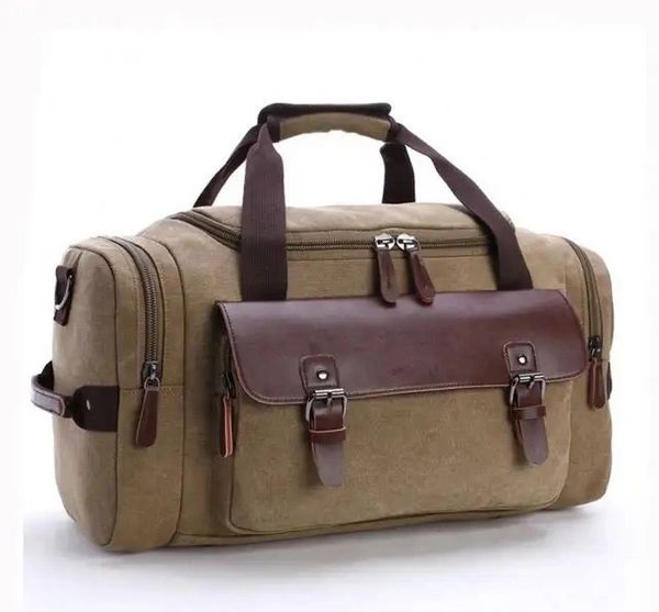 LC Canvas with Leather Sport Gym Travel Weekend Duffle Bag
