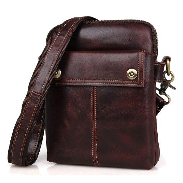 LC Retro Tanned Leather Crossbody Bag with Detachable Shoulder Strap
