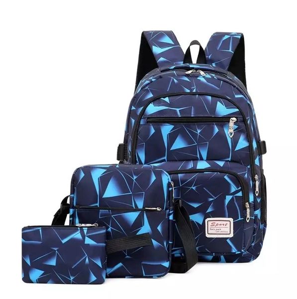 LC Laptop Waterproof Backpack with Lunch Box and Pouch for School