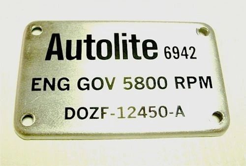 Autolite 5800 RPM Rev Limiter Cover 1970 Boss 429 Mustang & 428 Cobra Jet