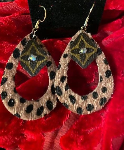 LINDSEY - Leather Earrings || , METALLIC GOLD SMOOTH, , BLACK & MUSTARD  ANIMAL PRINT, , MATTE BABY PINK