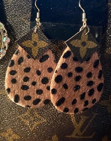 Louis Vuitton teardrop leather earrings