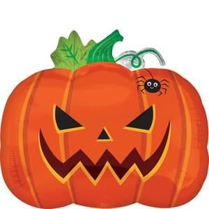 Frightful Pumpkin Shape Foil Balloon, 18in - Halloween Decorations