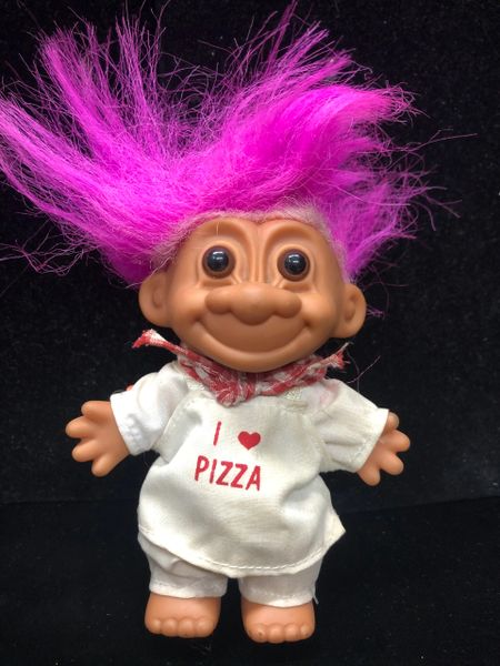 *Rare Vintage I Love Pizza Troll Doll, 6in - by Russ Berrie