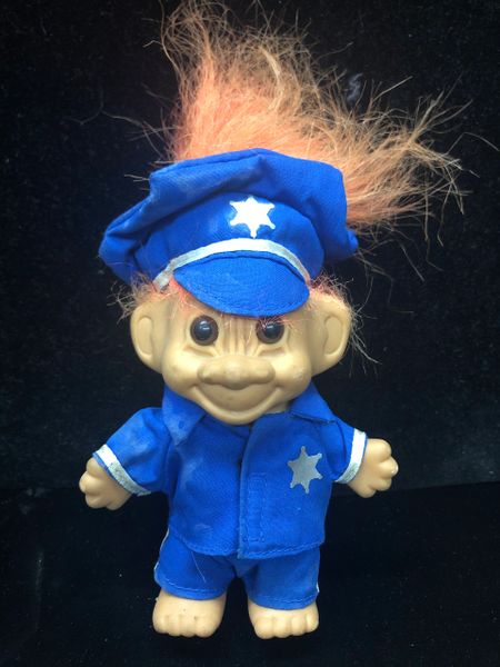 SALE - Rare Police Officer Troll Doll, 6in - by Russ Berrie