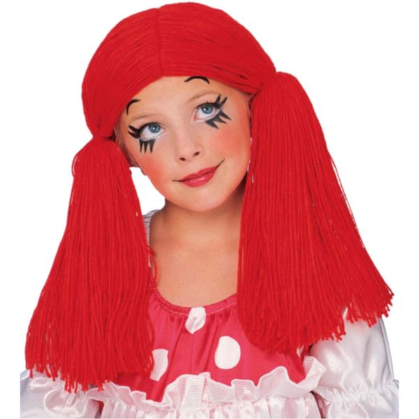 *Red Yarn Wig with Pigtails, Girls -Rag Doll - Halloween Spirit