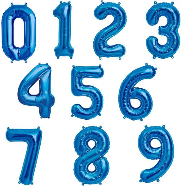 Blue Number Balloon - Foil Megaloon Balloons, 34in