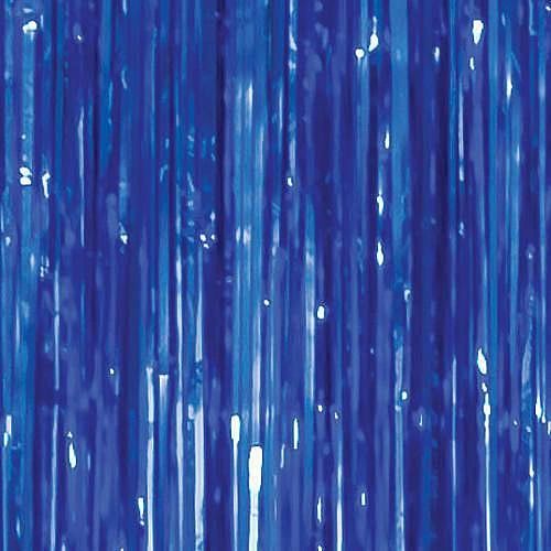 Royal Blue Metallic Fringe Foil Curtain Decoration- 3 x 8ft