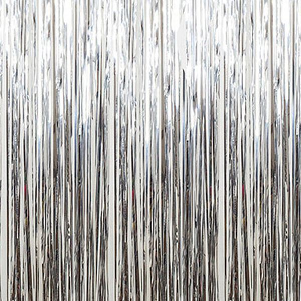 Silver Metallic Fringe Foil Curtain Decoration- 3 x 8ft