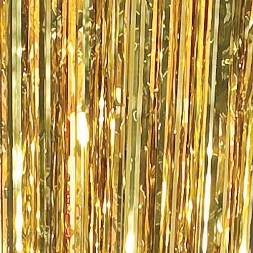 Gold Metallic Fringe Foil Curtain Decoration- 3 x 8ft
