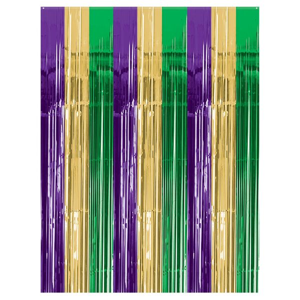 Mardi Gras Metallic Fringe Foil Curtain Decoration- 3 x 8ft
