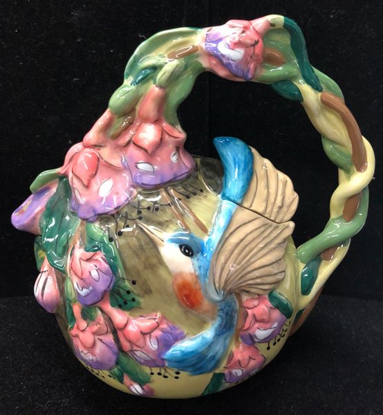 SALE - Unique Floral Teapot, Hand Painted, 8in - Mom Gifts- Mother’s Day