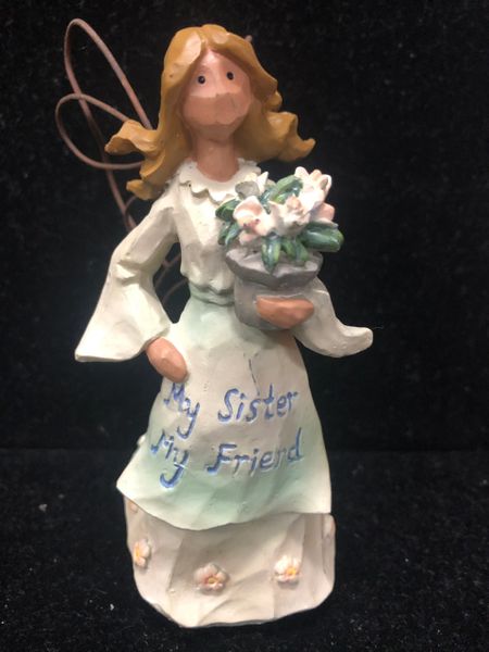 *Sister Gifts - My Friend, Sculptured Angel Figure with Wired Wings, 5in - Ganz