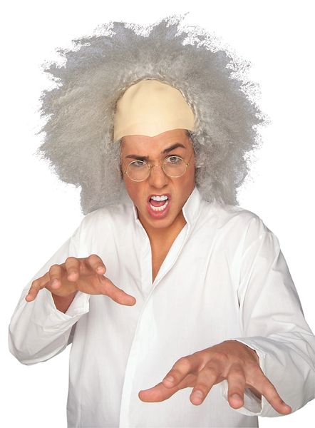 Bald Mad Scientist White Hair Wig - Halloween Sale