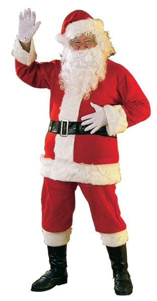Santa Clause Suit Red Flannel Costume with Fur Trim - Christmas Holiday Novelty - SantaCon