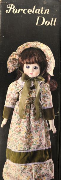 DOLL SALE - Rare Vintage Porcelain Doll, Straight Brown Hair