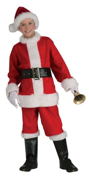 Kids Santa Clause Suit Costume, Red with Fur Trim - Christmas Holiday Novelty - SantaCon