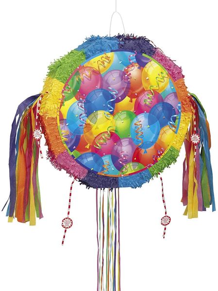 Brilliant Jubilee Birthday Balloons Drum Pull String Pinata - Party Sale