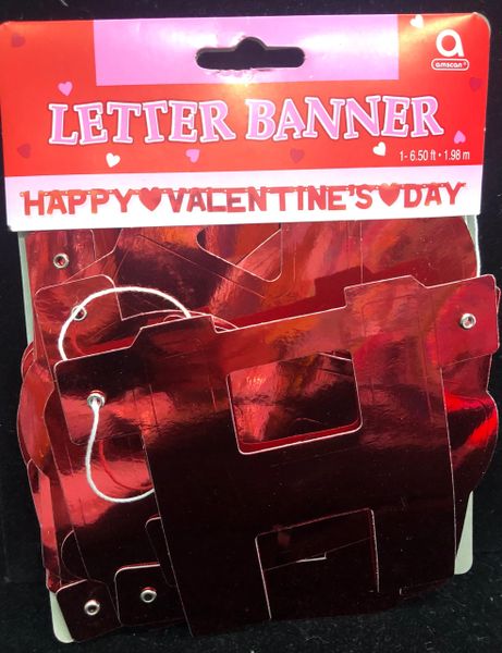 Happy Valentines Day Banner, Red - Valentines Decorations - Jointed Banner