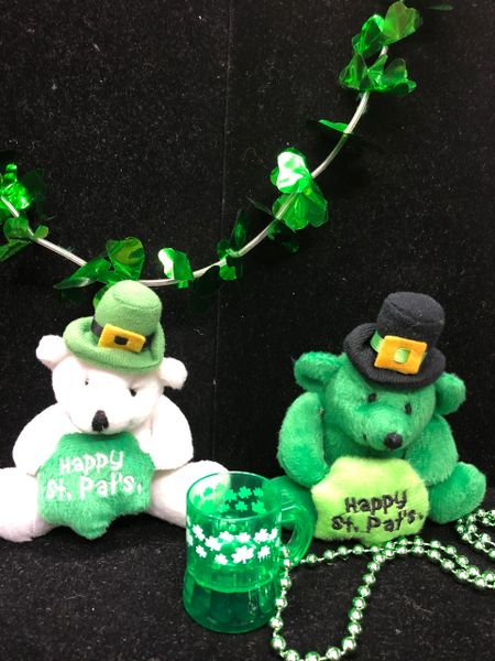 St. Patrick's Day Mini Teddy Bear Plush, Green, White - 5in