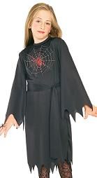 *Black Spider Web Witch Costume, Girls Small 4-6 - Halloween