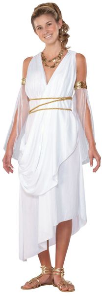 Greek Goddess White Costume Dress - Couples Costumes - After Halloween Sale - under $20