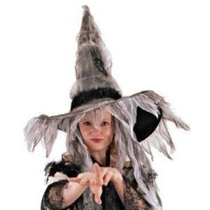 *Deluxe Ghostly Coffin Witch Hat - Black, Gray - Halloween Spirit