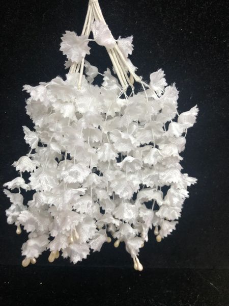 *White Silk Hanging Wisteria Flowers, 3in - 1 Bunch