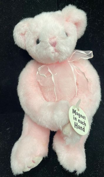 Pink Teddy Bear Plush with Magnet in Each Hand - Vase Holder Bear