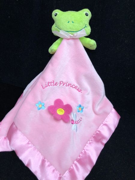 *Pink & Green Frog Little Princess Lovey Security Blanket - Baby Girl Gifts