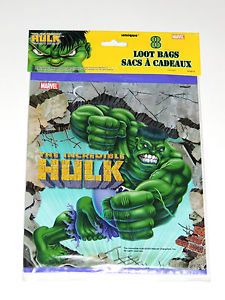 Rare Incredible Hulk Birthday Party Favor Loot Bags - 8ct - Licensed