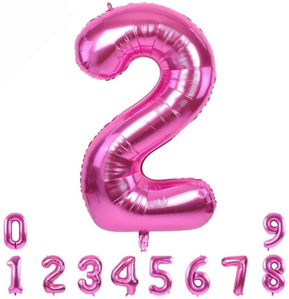 2nd Birthday Pink Number Shape Foil Megaloon Balloon, 34in